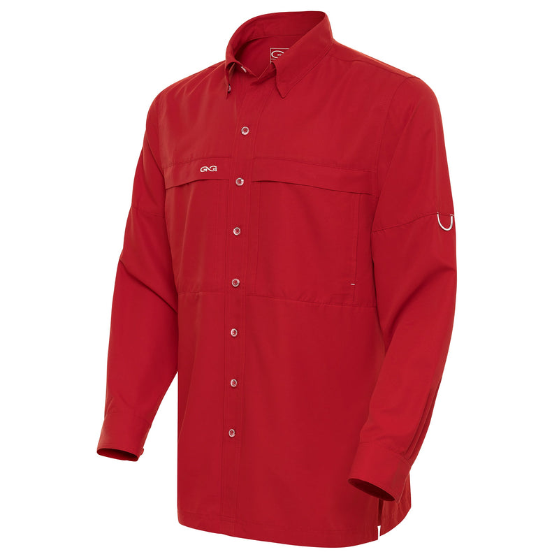 Men's Crimson Microfiber Shirt | Long Sleeve - GameGuard Small
