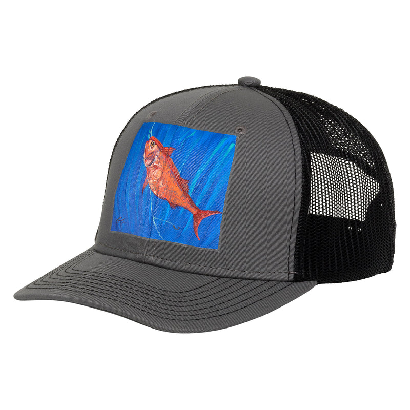 Cargue la imagen en el visor de la galería, hand painted gunmetal cap with caviar meshback
